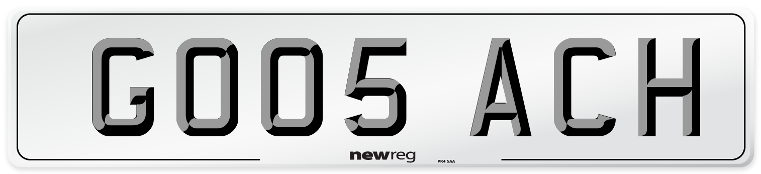 GO05 ACH Number Plate from New Reg
